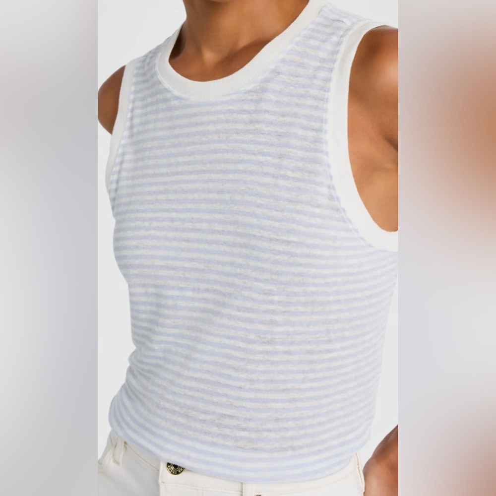 Frame Light blue and white linen muscle tee - XS New w/Tags